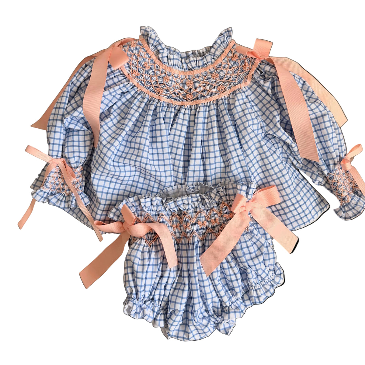 Girls Plaid & Proper Smocked Diaper Set