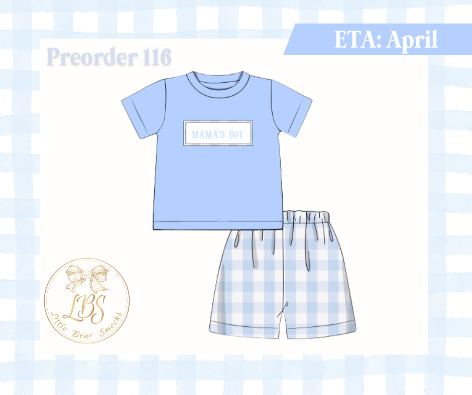 PO116 SMOCKED MAMA'S BOY SHORT SET