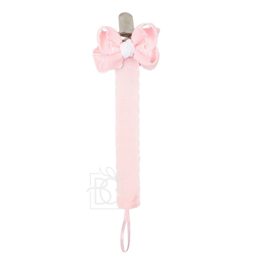 Crochet Edge Bow Pacifier Clip (multiple colors)