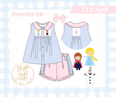 PO116 SMOCKED ICE FRIENDS SHORT SET