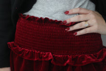 Load image into Gallery viewer, ADULT RED VELVET SMOCKED SKIRT