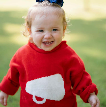 Red Megaphone Roll Neck Sweater