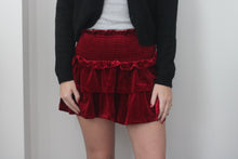 Load image into Gallery viewer, ADULT RED VELVET SMOCKED SKIRT