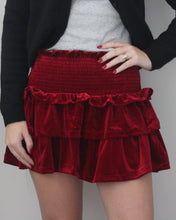 Load image into Gallery viewer, ADULT RED VELVET SMOCKED SKIRT