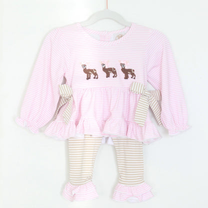 GIRLS FRENCH KNOT DEER LEGGING SET