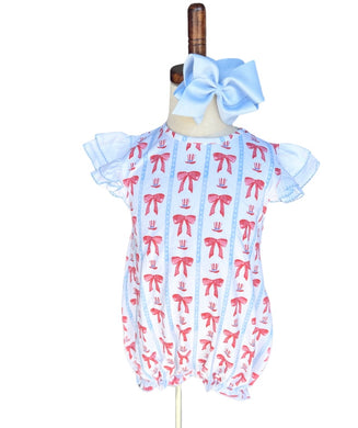 GIRLS RED WHITE & BOWS BUBBLE