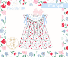 Load image into Gallery viewer, PO116 FAIRHOPE FLORAL SMOCKED MAMA&#39;S GIRL BISHOP DRESS