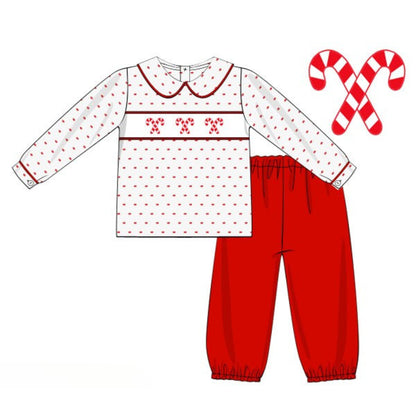 BOYS SWISS DOT CANDY CANES PANT SET