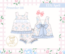 Load image into Gallery viewer, PO116 WINDOWPANE FLORAL MAMA&#39;S GIRL DIAPER SET