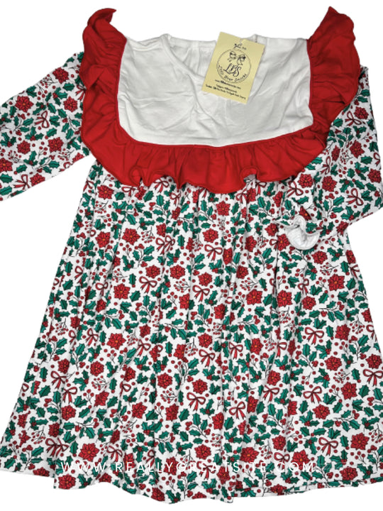 RUFFLE COLLAR CHRISTMAS FLORAL DRESS **LAST ONE, size 4T**
