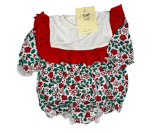 Load image into Gallery viewer, RUFFLE COLLAR CHRISTMAS FLORAL BUBBLE **only 2 left, size 3M**