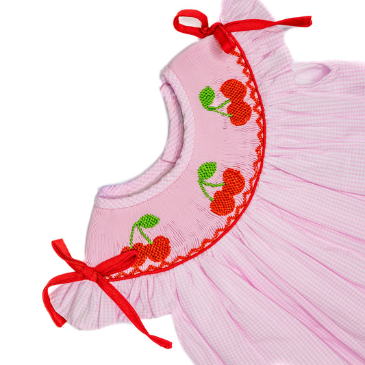 Smocked Cherries Diaper Set