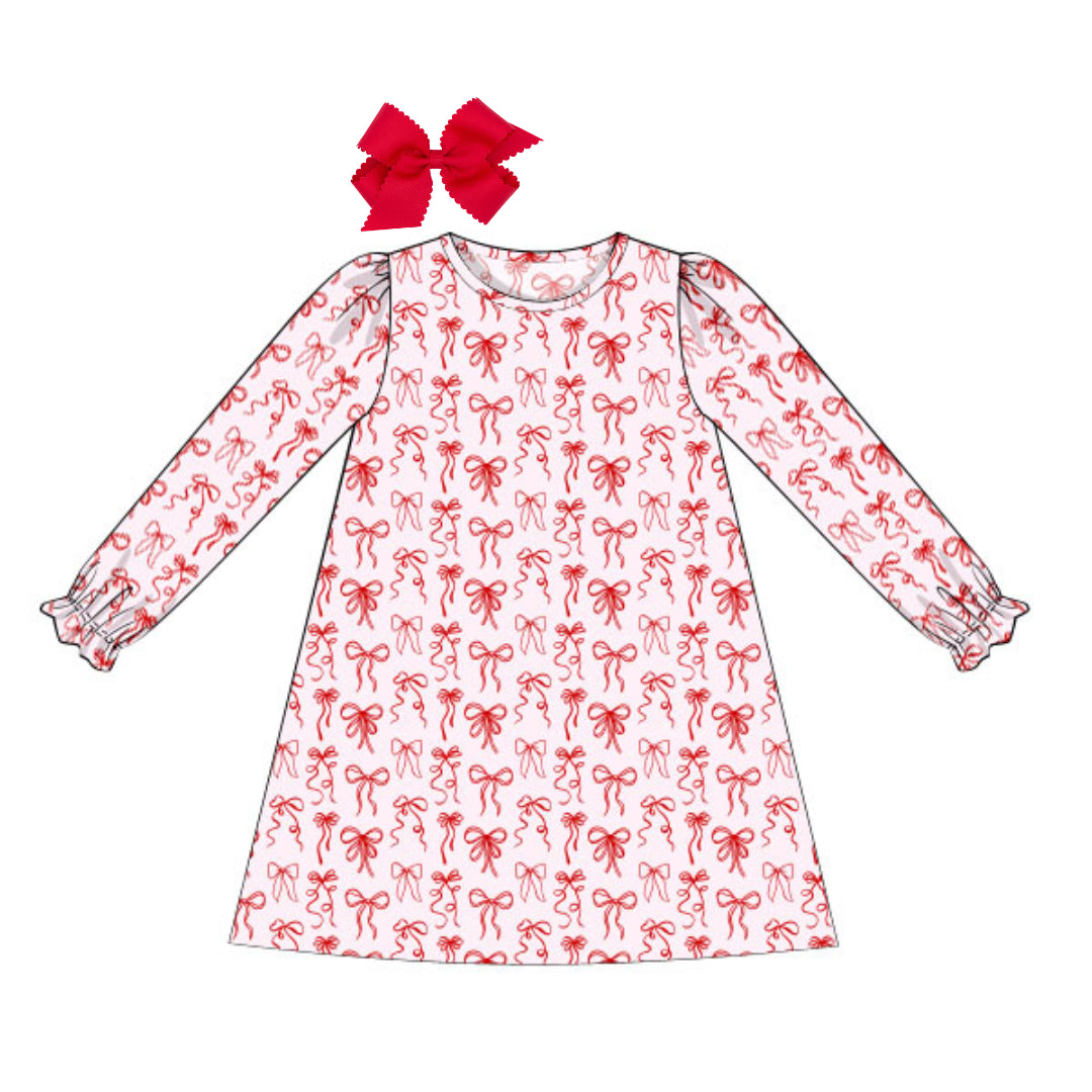 PINK & RED BOWS PLAY DRESS