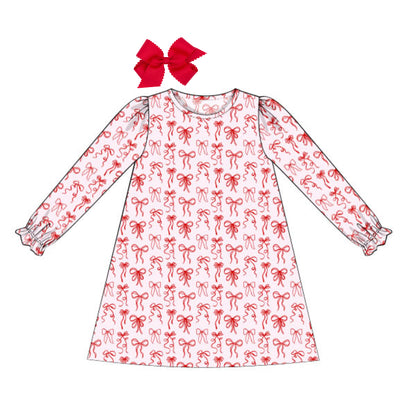 PINK & RED BOWS PLAY DRESS