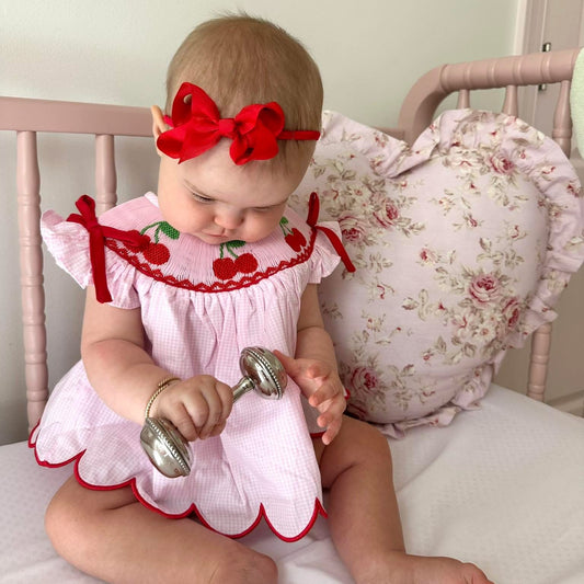 Smocked Cherries Diaper Set