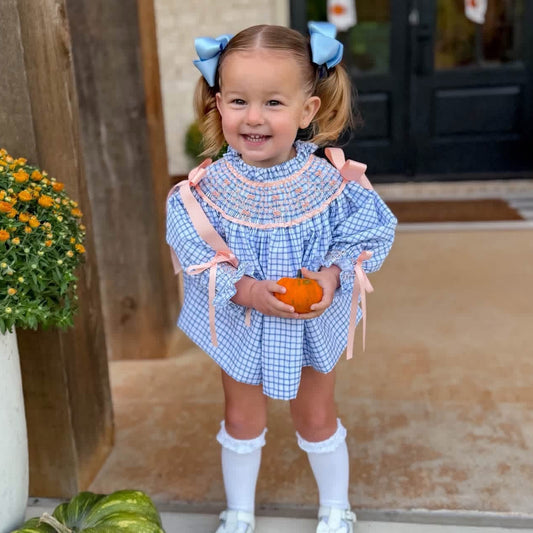 Girls Plaid & Proper Smocked Diaper Set
