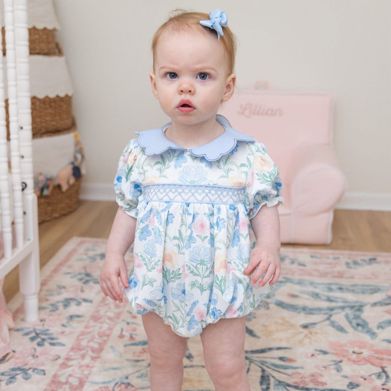 Marjorie Floral Smocked Bubble