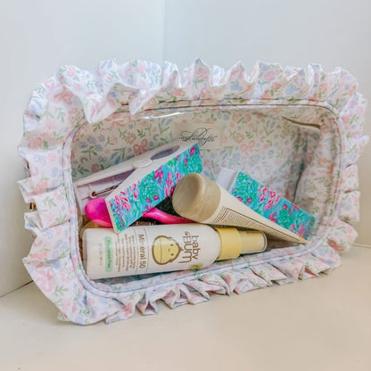Pastel Floral & Bows Clear Zippered Pouch