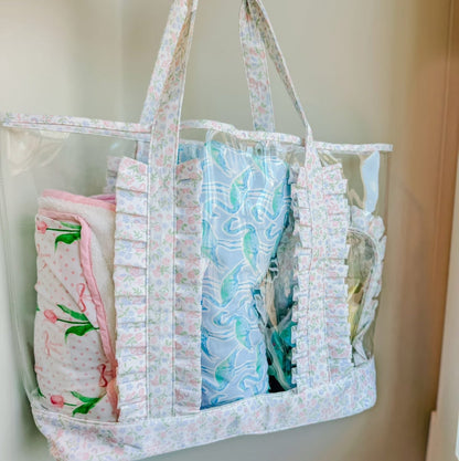 Pastel Floral & Bows Clear Tote
