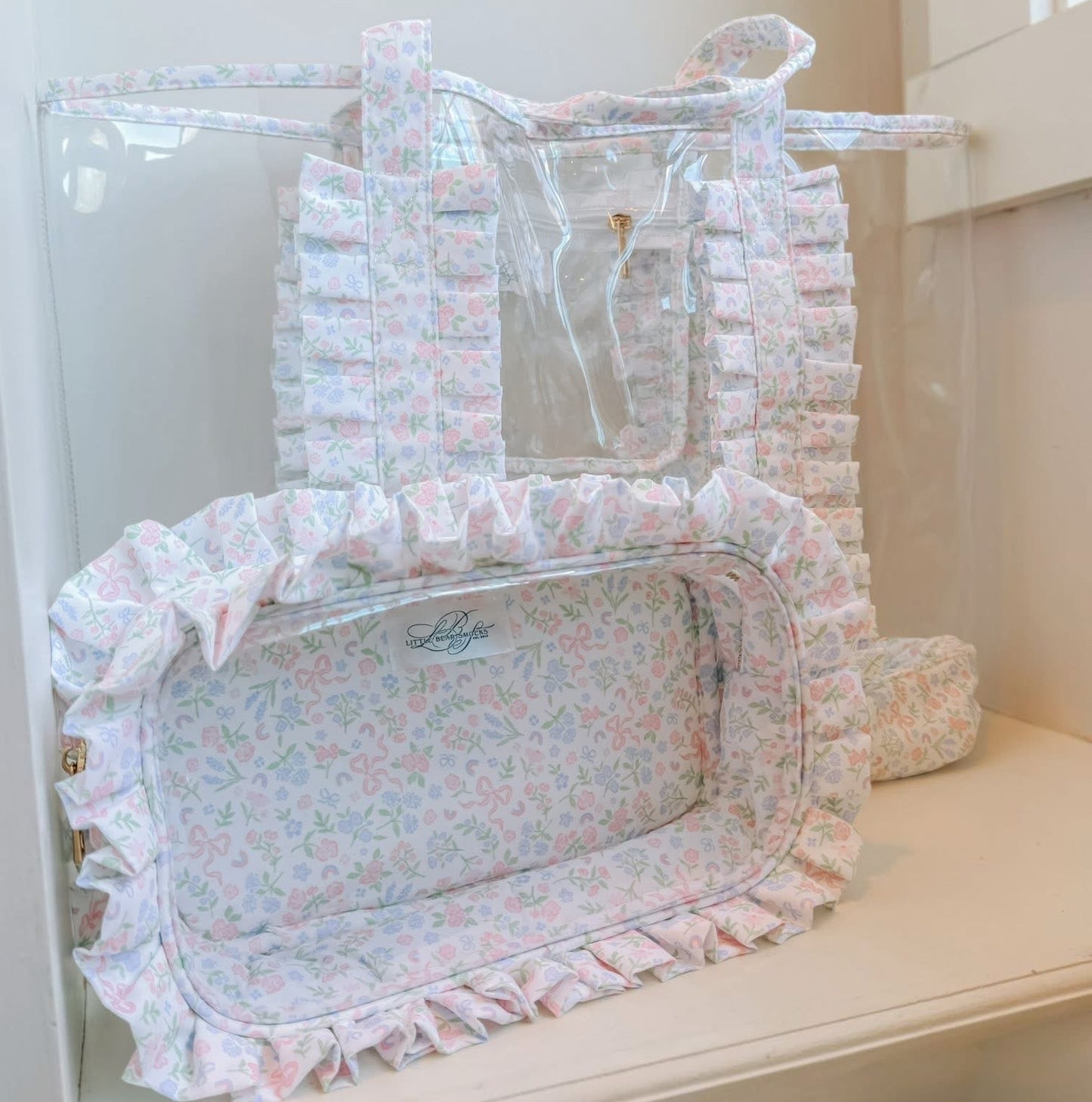 Pastel Floral & Bows Clear Tote