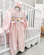 Load image into Gallery viewer, GIRLS SMOCKED DUCKIES ROMPER