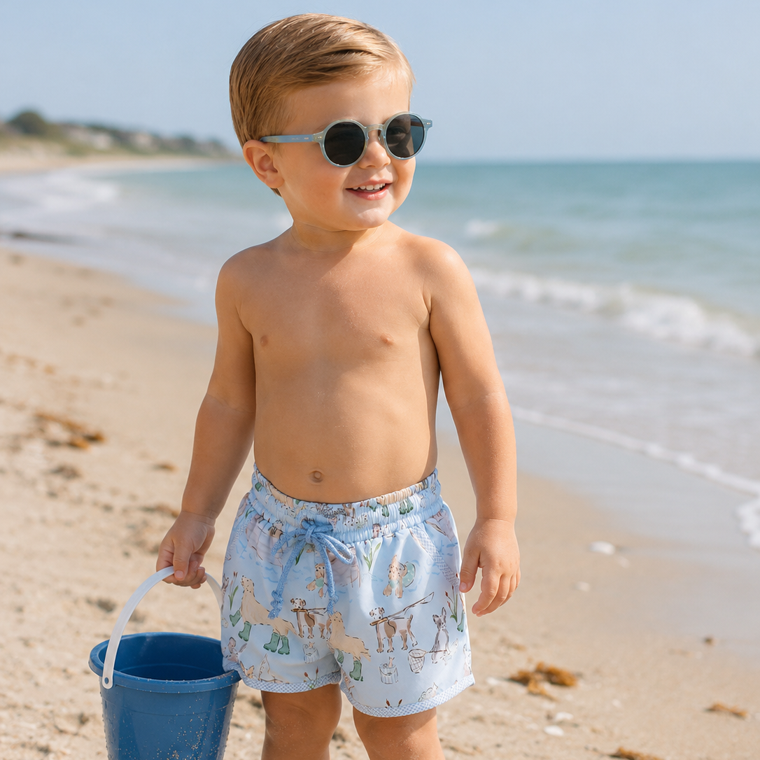 Boys Fishing Pups Swim Trunks
