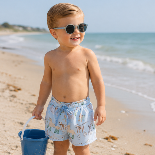 Boys Fishing Pups Swim Trunks