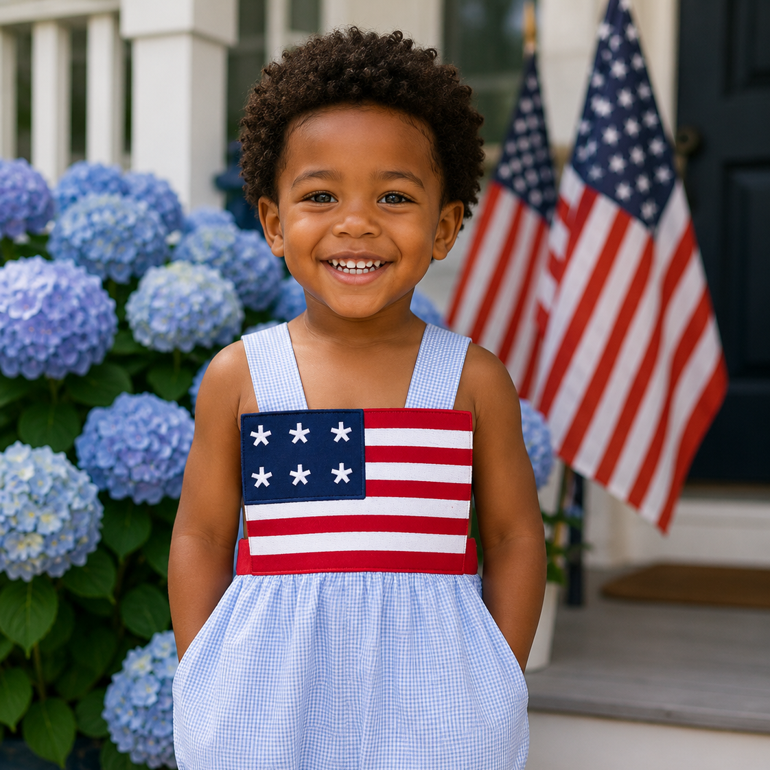 Boys Seersucker Flag Sunsuit