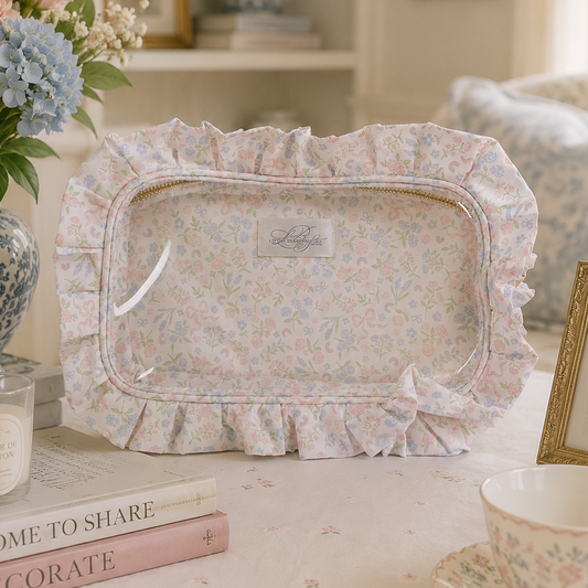 Pastel Floral & Bows Clear Zippered Pouch