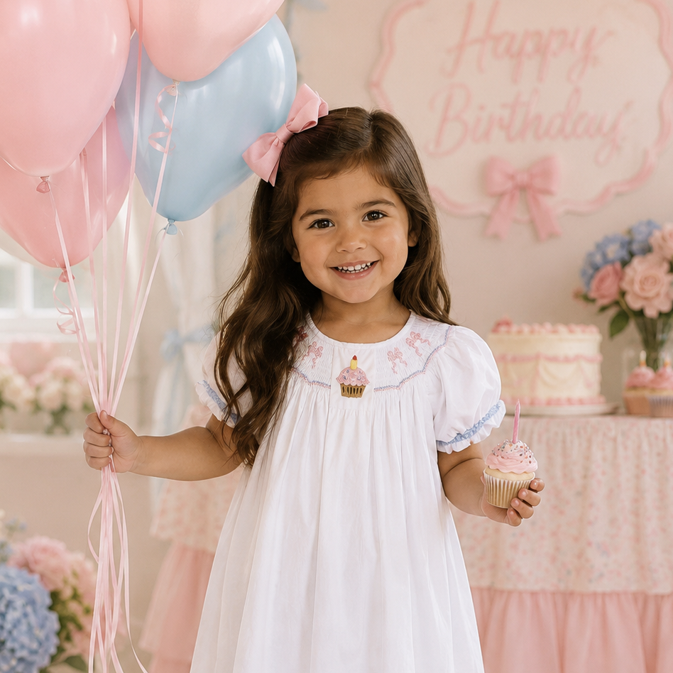 smocked birthday dress Birthday Bows Smocked Dress 4T