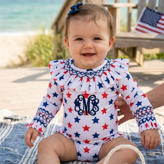 Girls Star Spangled Swim 1PC Rash Guard
