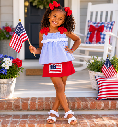 Seersucker Flag Skort Set