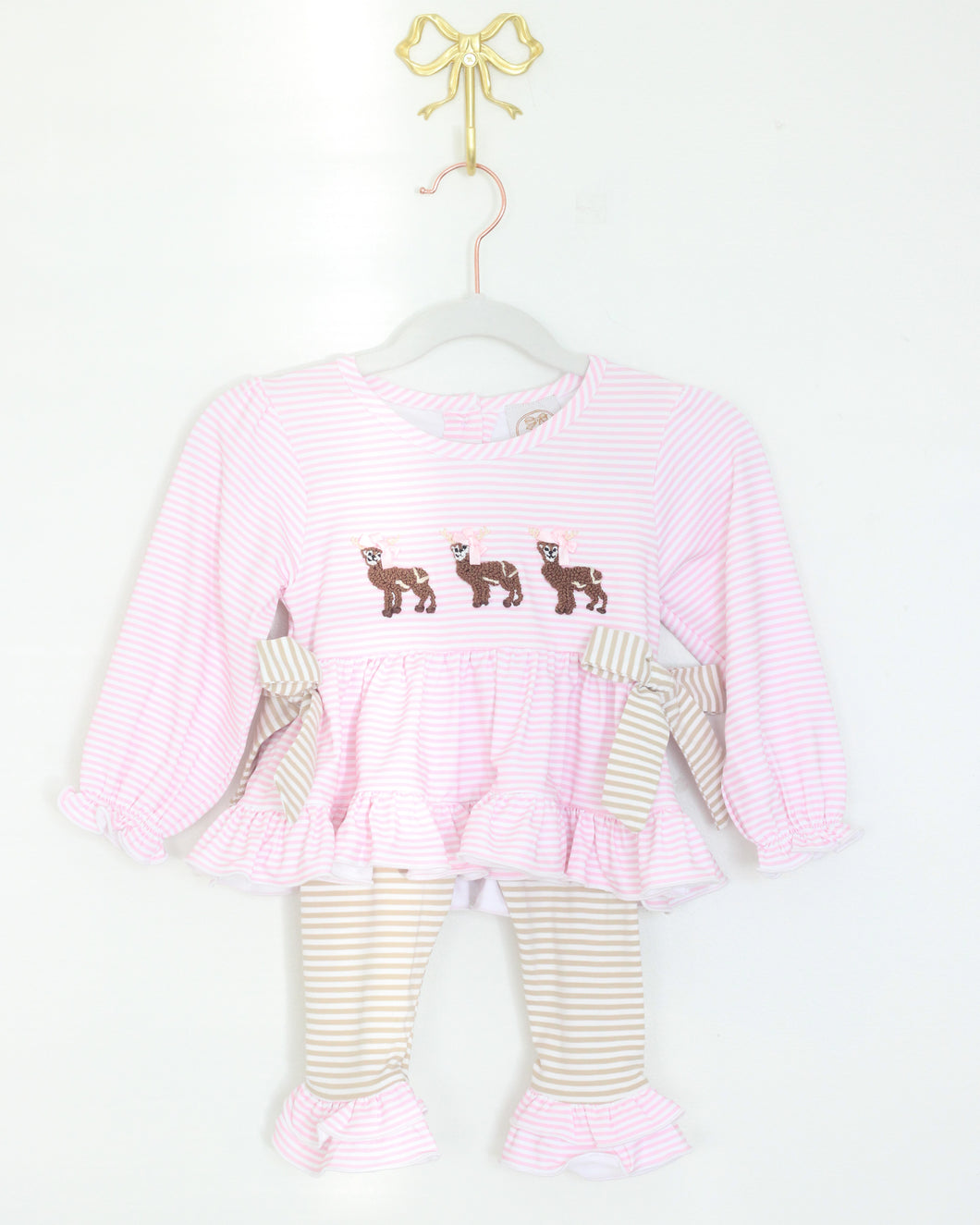 GIRLS FRENCH KNOT DEER LEGGING SET