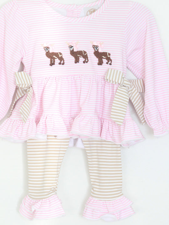 GIRLS FRENCH KNOT DEER LEGGING SET