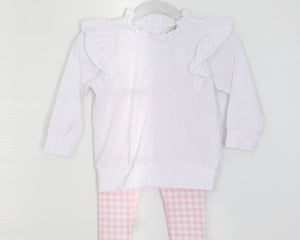 PINK BITTY DOT &  GINGHAM LEGGING SET