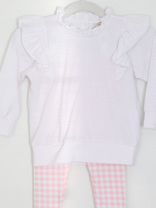 PINK BITTY DOT &  GINGHAM LEGGING SET