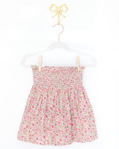 MAUVE FLORAL COLLAR SMOCKED SKIRT SET