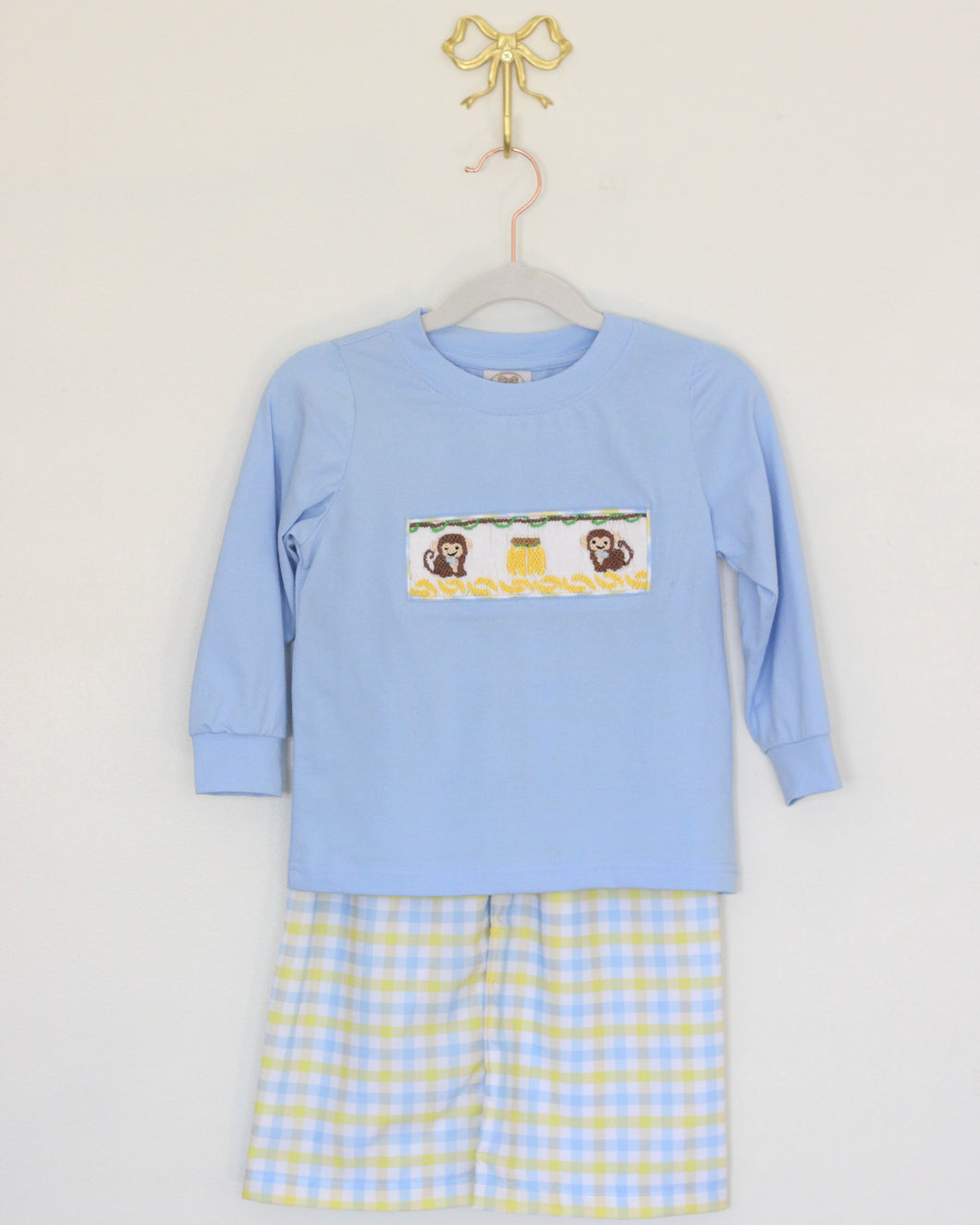 BOYS SMOCKED MONKEYS PANT SET