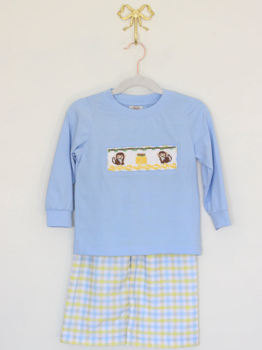 BOYS SMOCKED MONKEYS PANT SET