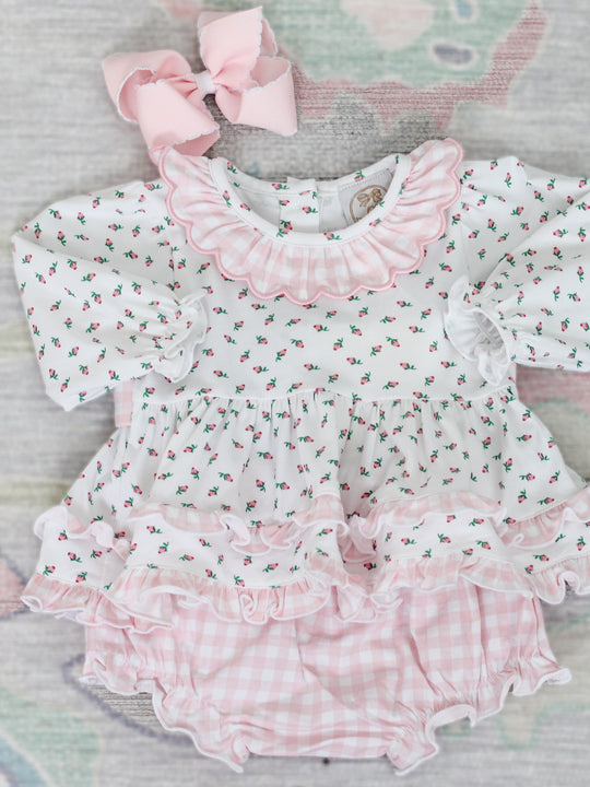 ROSEBUD & GINGHAM DIAPER SET