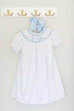 Load image into Gallery viewer, BLUE BIG SISTER SMOCKED BISHOP DRESS