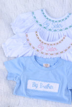 Load image into Gallery viewer, BLUE BIG SISTER SMOCKED BISHOP DRESS