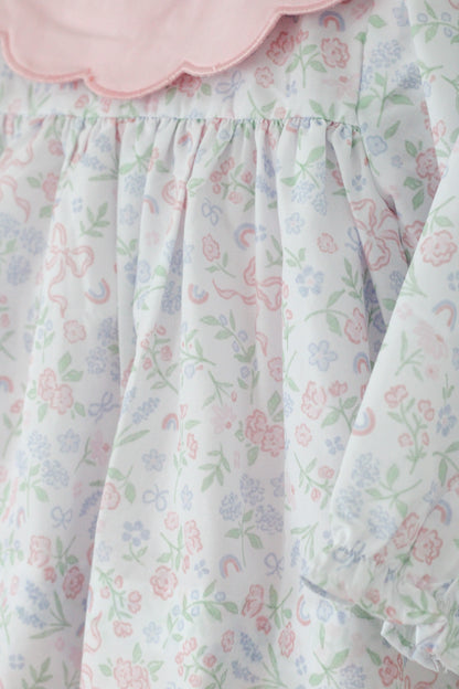 Pastel Floral & Bows Scalloped Collar Legging Set