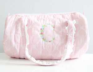 PINK BOWS QUILTED DUFFEL