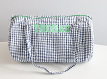 Load image into Gallery viewer, NAVY WINDOWPANE &amp; GREEN QUILTED DUFFEL