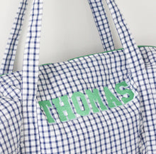 Load image into Gallery viewer, NAVY WINDOWPANE &amp; GREEN QUILTED DUFFEL