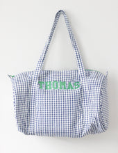 Load image into Gallery viewer, NAVY WINDOWPANE &amp; GREEN QUILTED DUFFEL