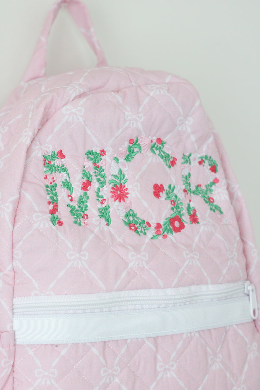 PINK BOWS QUILTED BACKPACK