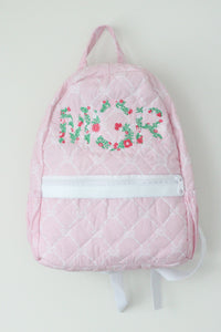 PINK BOWS QUILTED BACKPACK