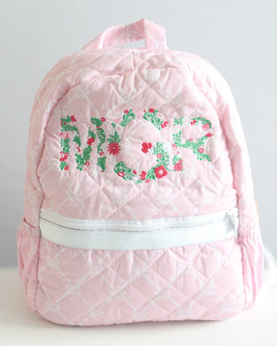 PINK BOWS QUILTED BACKPACK